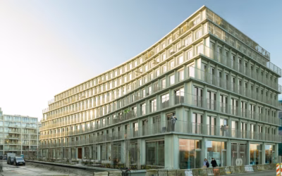 Appartementencomplex De Jakoba, ontworpen door Studio Nine Dots, biedt sociale huurwoningen in de Amsterdamse wijk Overhoeks.